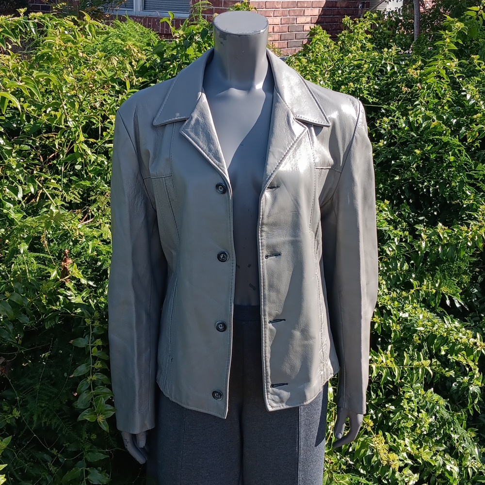 REED SPORTSWEAR MEN'S/LADIES UNISEX VINTAGE GREY GENUINE LEATHER PLEATED JACKET